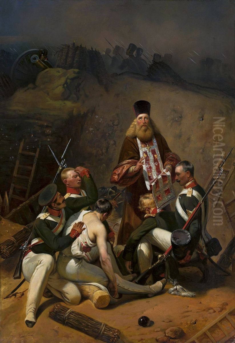 Blessing of soldiers. Oil Painting by Horace Vernet