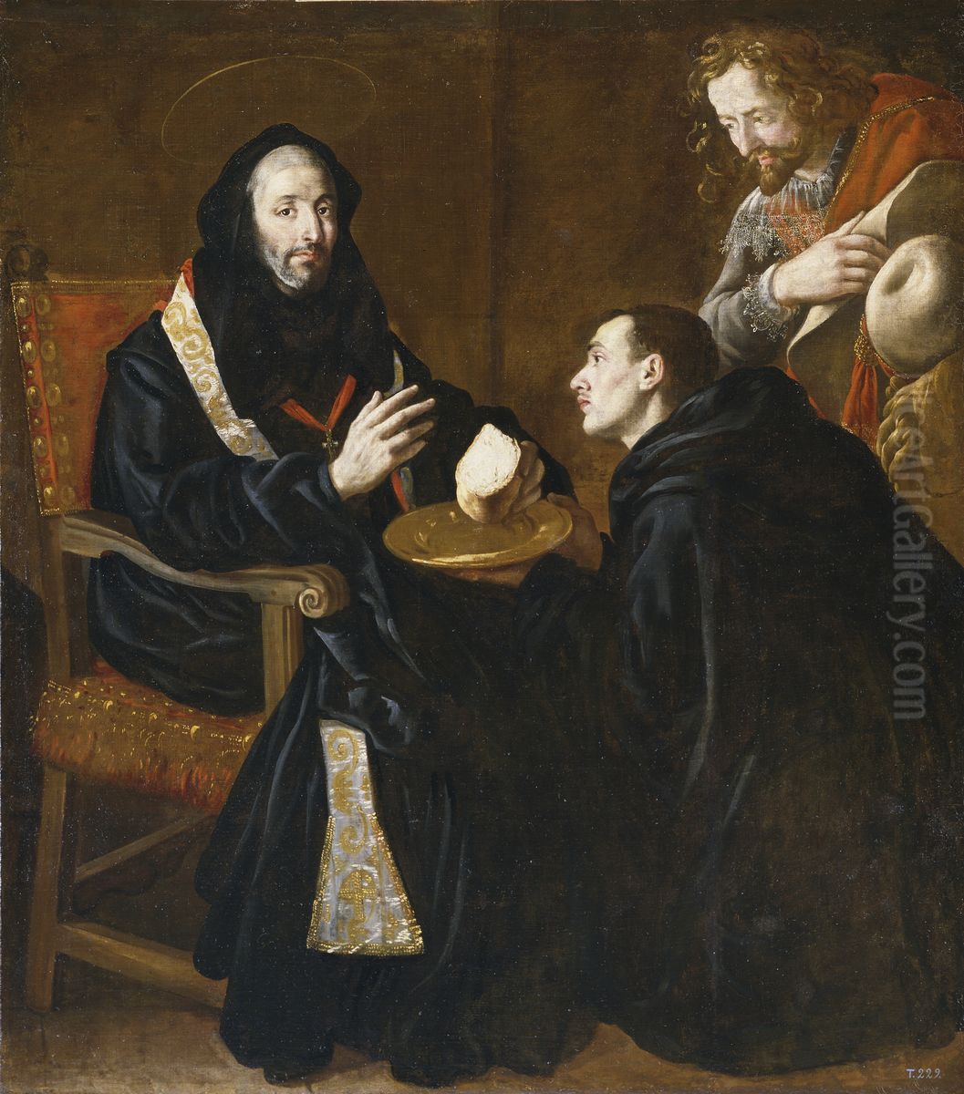 San Benito bendiciendo el pan Oil Painting by Juan Rizi