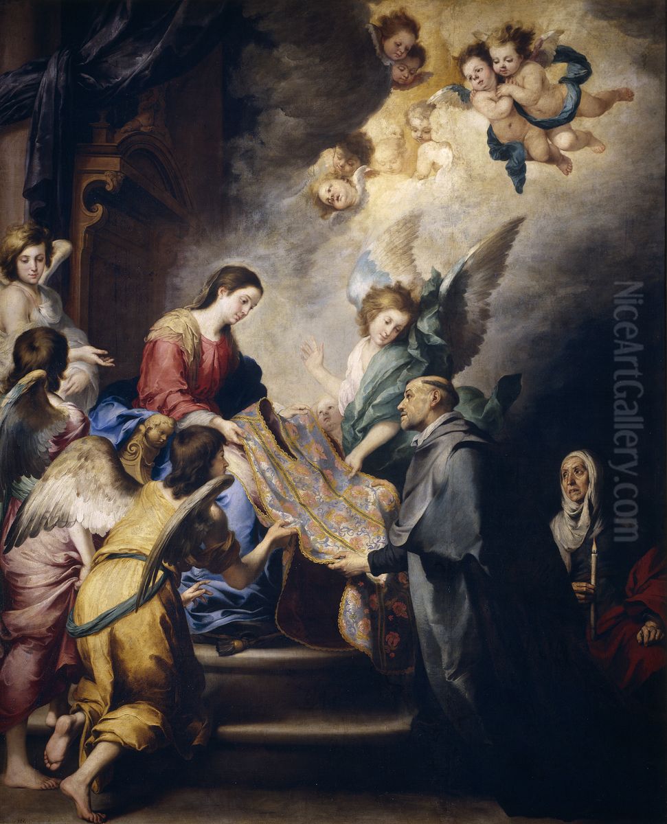 Aparicion de la Virgen a San Ildefonso Oil Painting by Bartolome Esteban Murillo