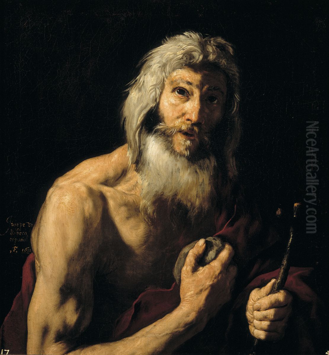 Bussender Hl. Hieronymus San Jeronimo penitente. Oil Painting by Jusepe de Ribera