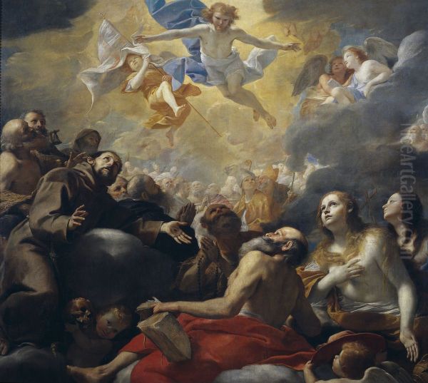 Cristo in gloria con santi Oil Painting by Mattia Preti