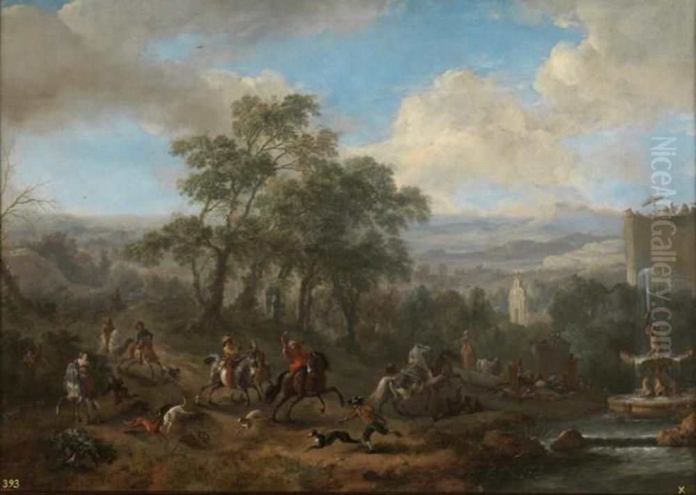Hare hunting Oil Painting by Philips Wouwerman