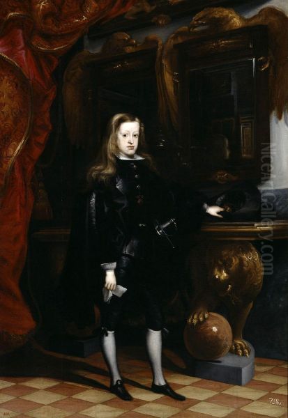 Carlos II de Espana Oil Painting by Juan Carreno De Miranda