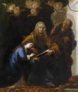 Santa Ana ensenando a leer a la Virgen