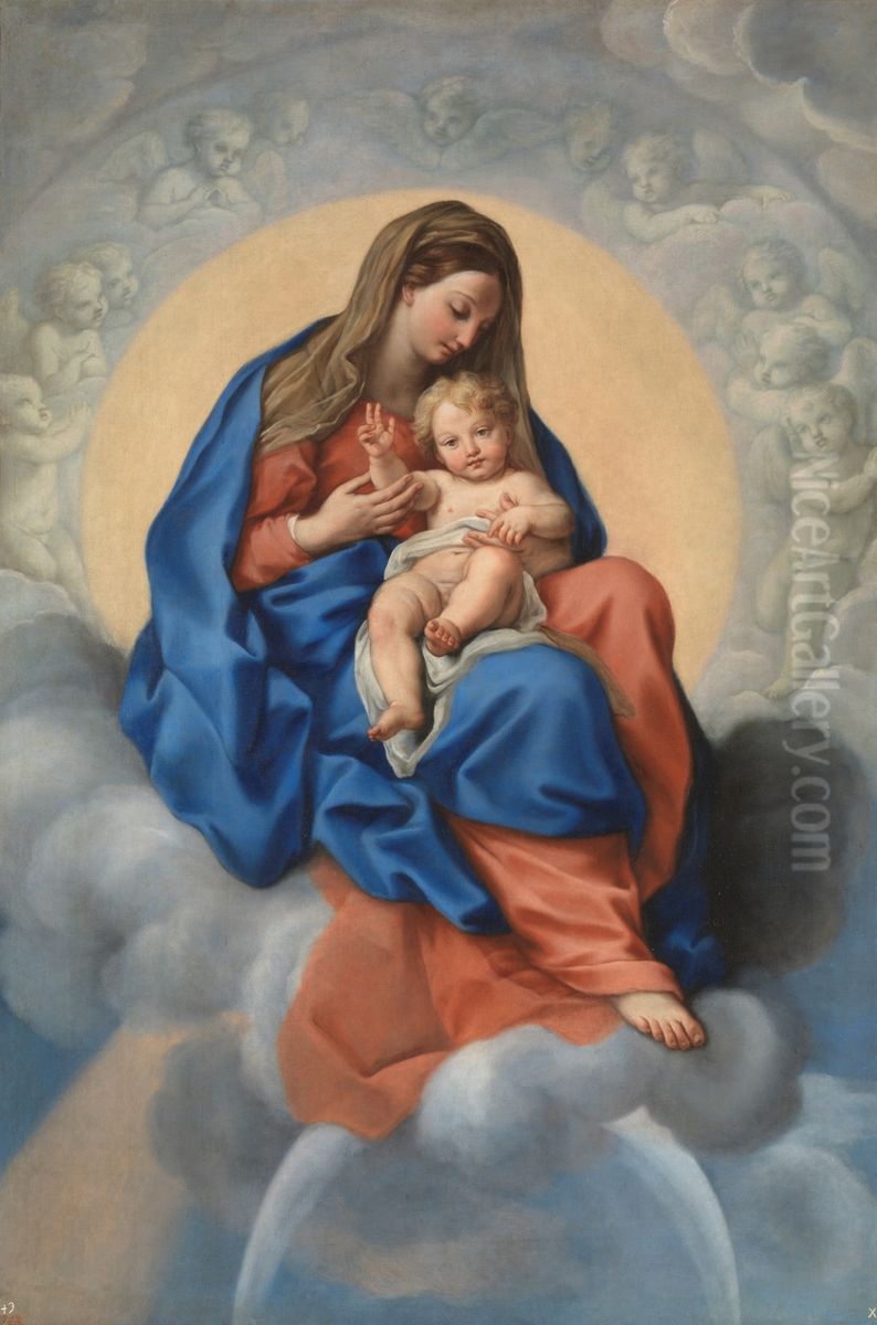 Madonna and Child Oil Painting by Carlo Maratta or Maratti