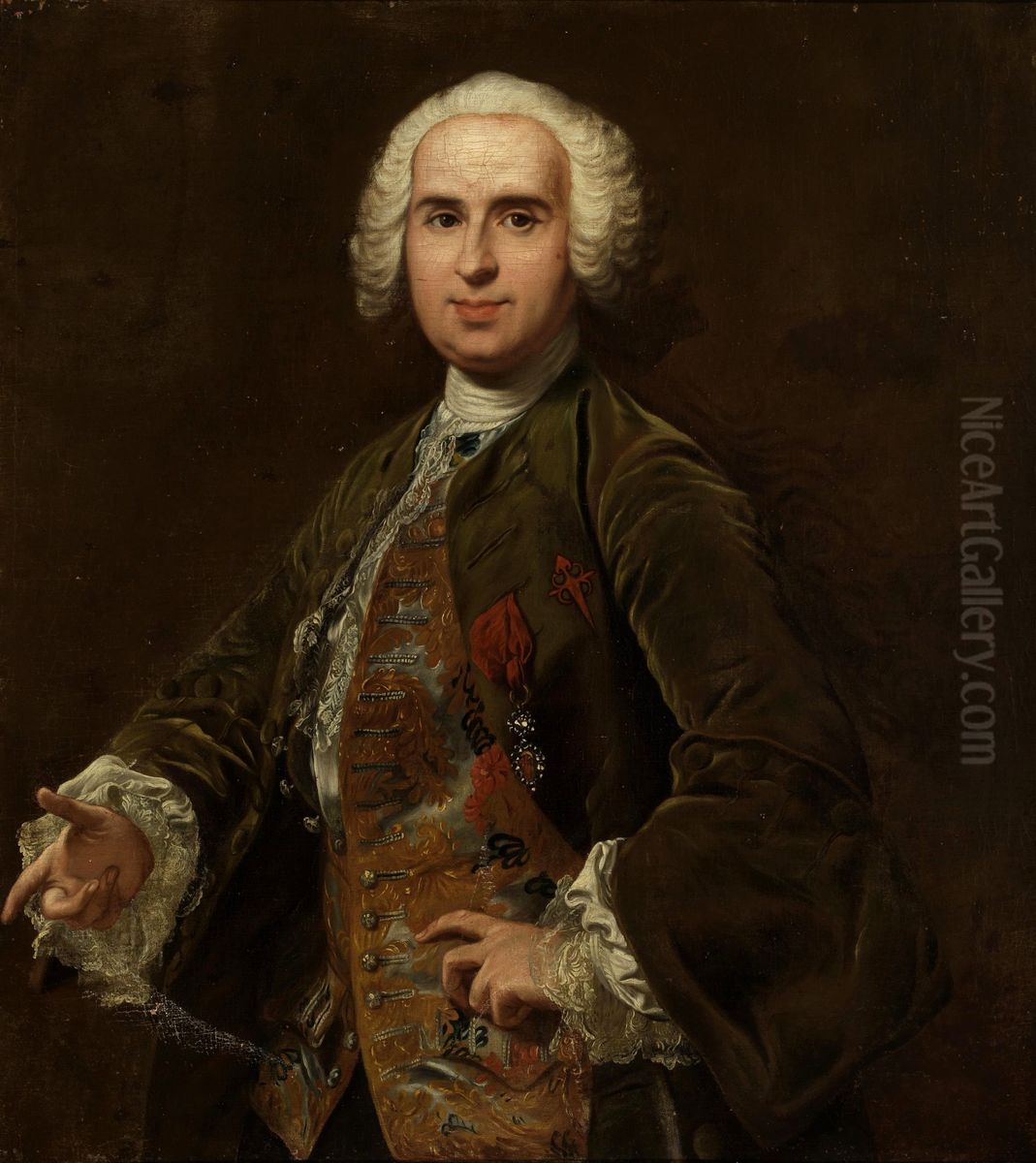 Retrato de un caballero de laOrden de Santiago Oil Painting by Louis-Michel Van Loo