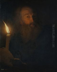 Old Man reading by Candlelight