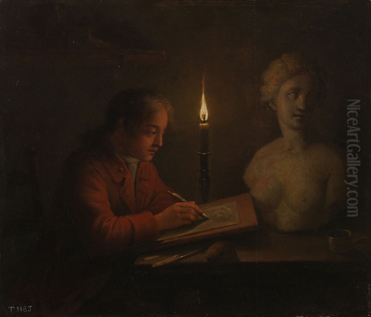 Young Man drawing Oil Painting by Gerhard Jan Palthe