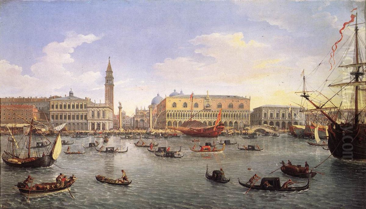 The Molo Seen from the Bacino di San Marco Oil Painting by (circle of) Wittel, Gaspar van (Vanvitelli)