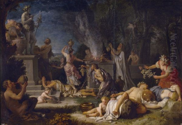 Ofrenda a Baco Oil Painting by Michel Ange Houasse