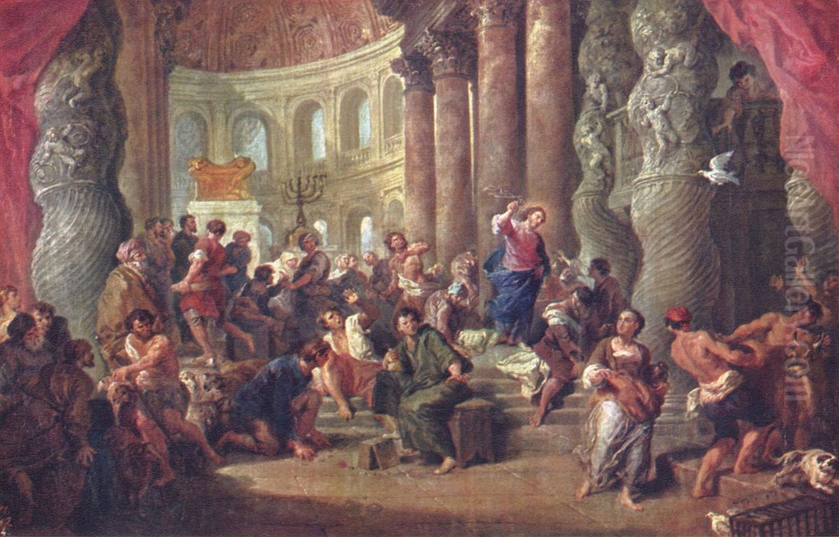 Christ casting the Money Changers out of the Temple Oil Painting by Giovanni Paolo Panini