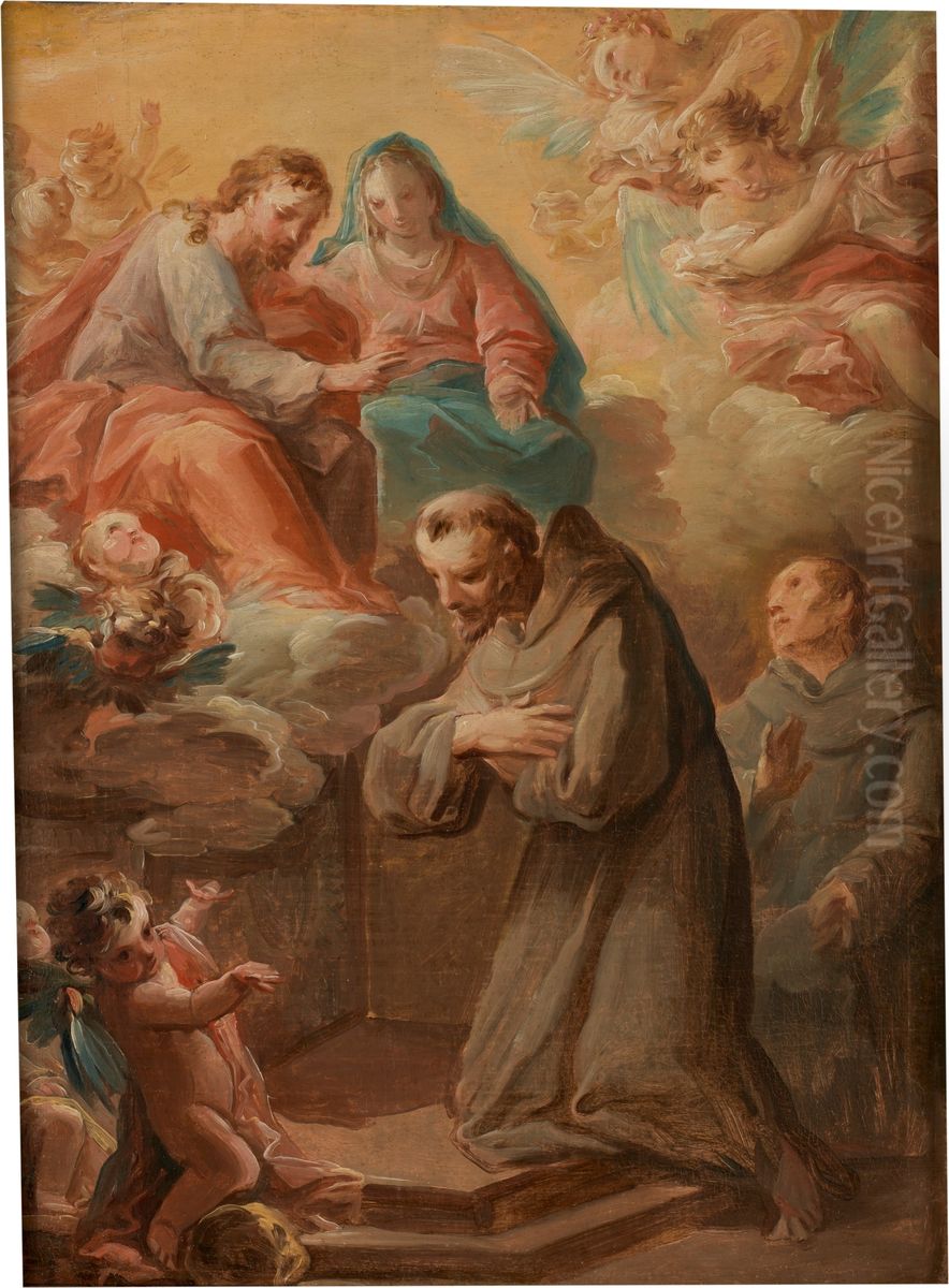 La vision de la Porciuncula Oil Painting by Luis Gonzalez Velazquez