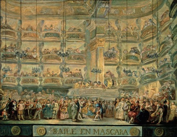 Baile en mascara Oil Painting by Luis Paret Y Alczar