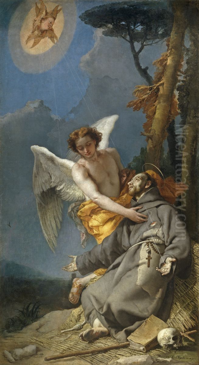 Saint Francis of Assisi receiving the Stigmata Oil Painting by Giovanni Battista Tiepolo