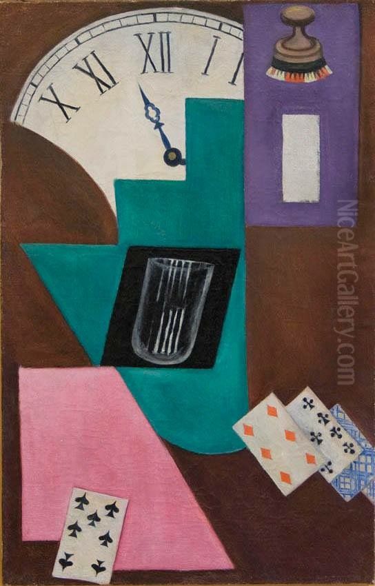 <<Casy i karty (Son igroka)>> Oil Painting by Olga Rozanova