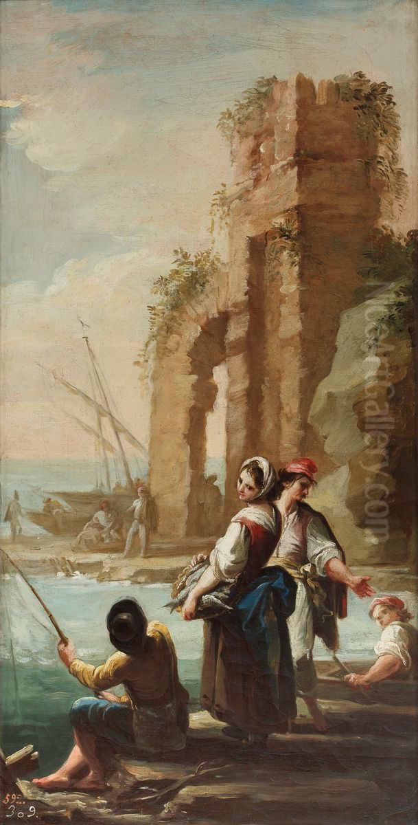 Marina Oil Painting by Mariano Salvador Maella