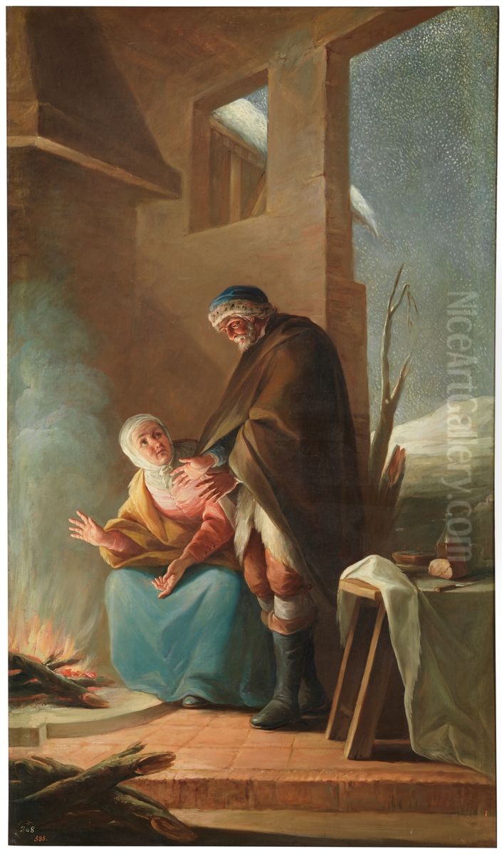 El Invierno Oil Painting by Mariano Salvador Maella