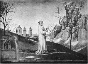 A Saint retiring to a Monastery (Saint Bruno retiring to the Chartreuse?)