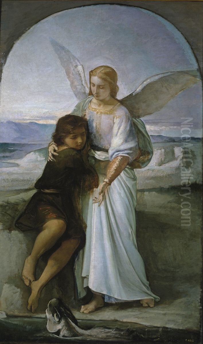 Tobias y el angel Oil Painting by Eduardo Rosales