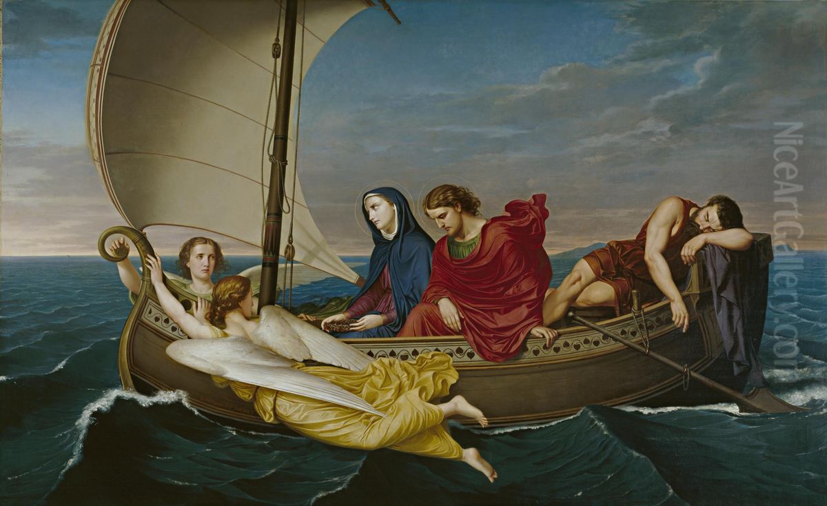 Viaje de la santisima Virgen y de san Juan a Efeso despues de la muerte del Salvador Oil Painting by German Hernandez Amores