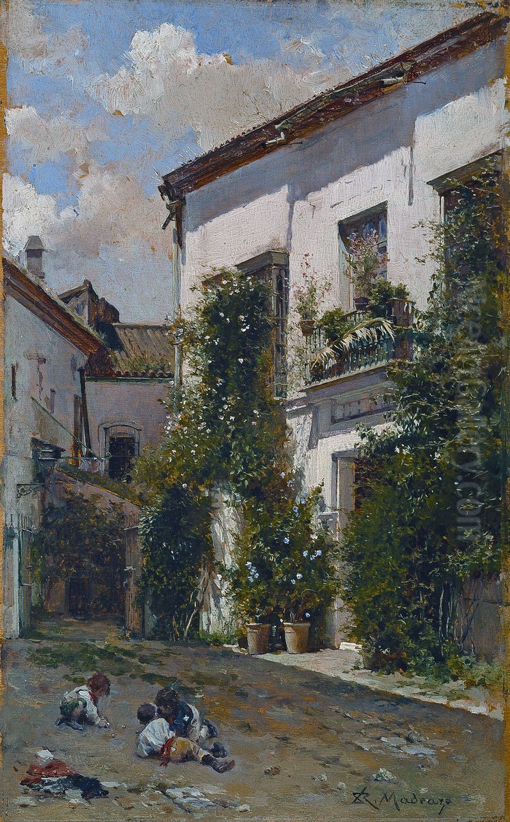 El patio de San Miguel en la catedral de Sevilla Oil Painting by Raimundo de Madrazo y Garreta