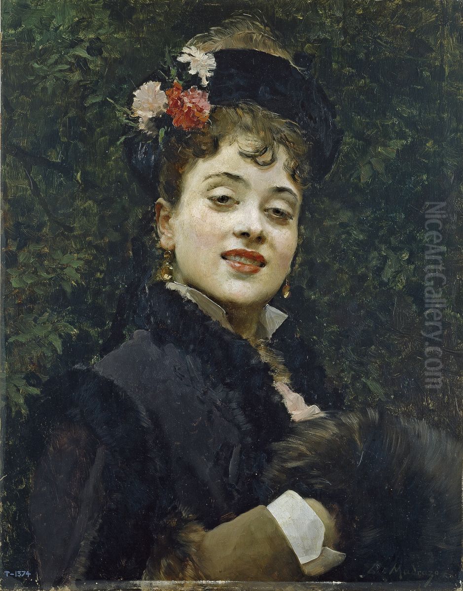 La modelo Aline Masson Oil Painting by Raimundo de Madrazo y Garreta