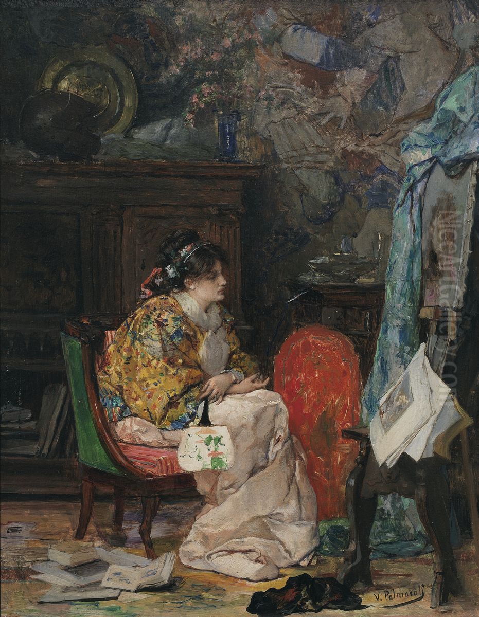 En el estudio Oil Painting by Vicente Palmaroli