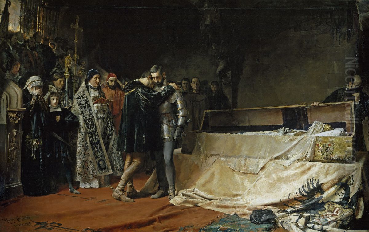 La conversion del duque de Gandia Oil Painting by Jose Moreno Carbonero