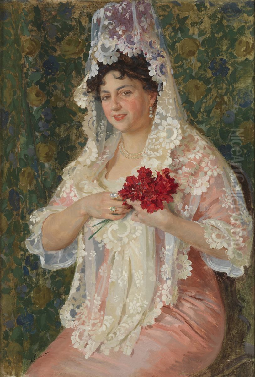 Retrato de Asuncion Castro, esposa del pintor Oil Painting by Enrique Simonet