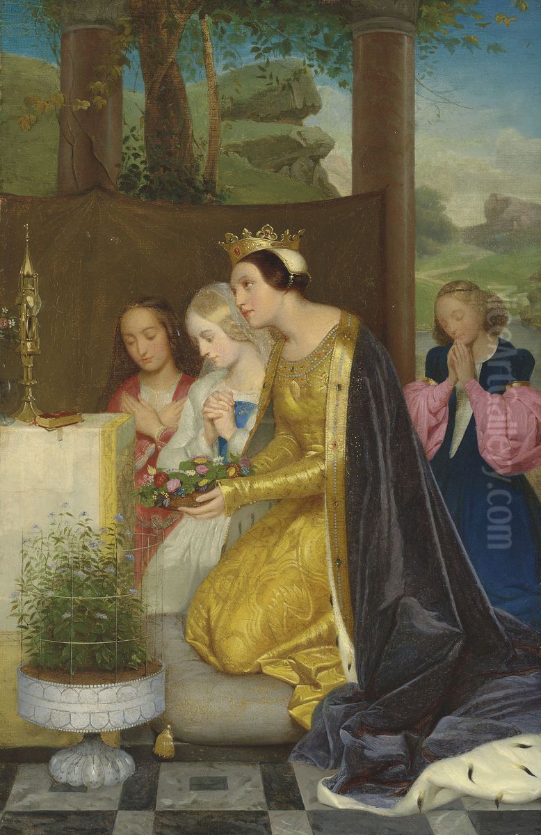 Saint Amelia, Queen of Hungary Oil Painting by Paul Delaroche Saint Amelia, Queen of Hungary Oil Painting by Paul Delaroche
