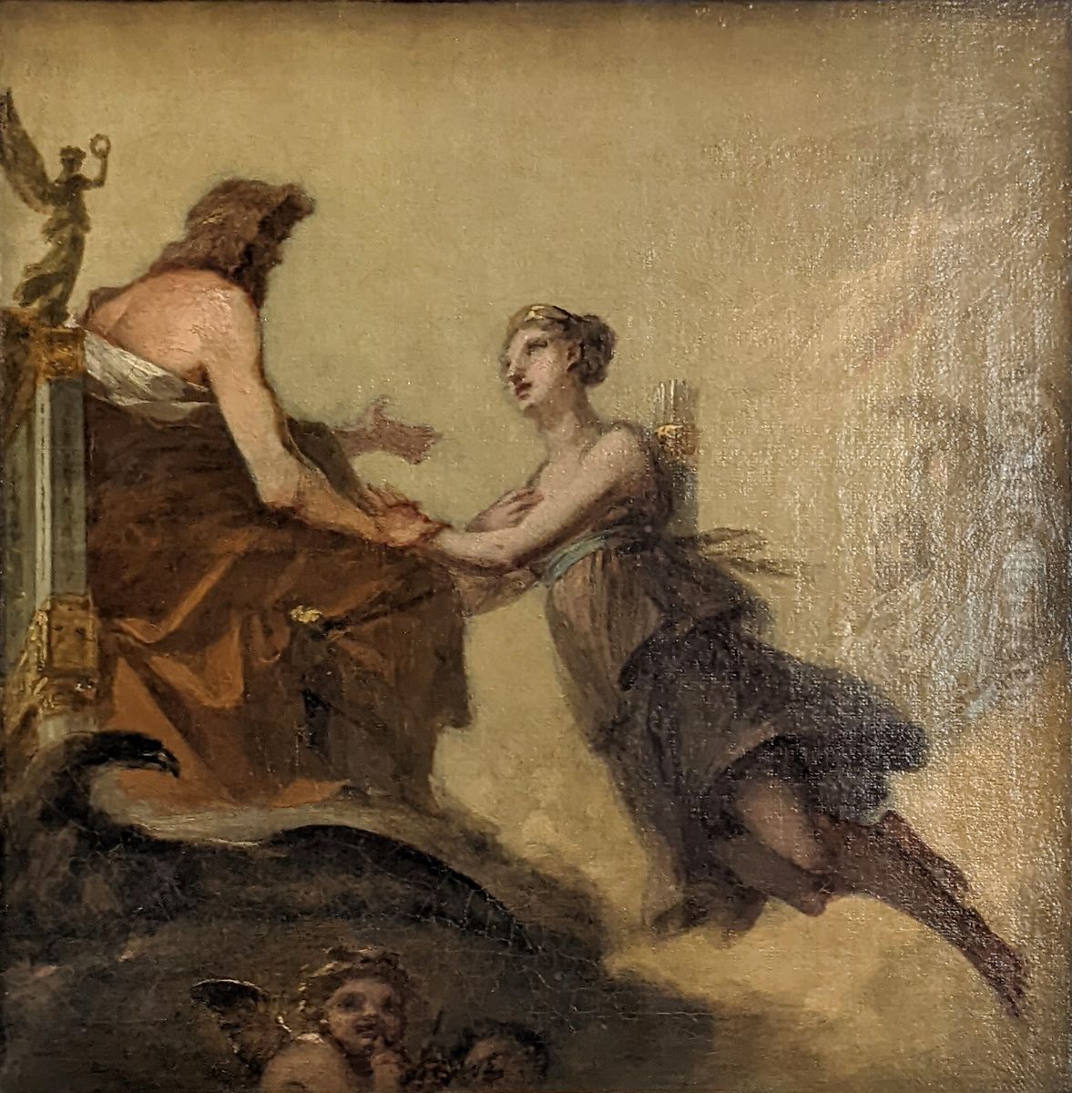Diane implorant Jupiter de ne pas l'assujettir aux lois de l'hymen Oil Painting by Pierre-Paul Prud'hon