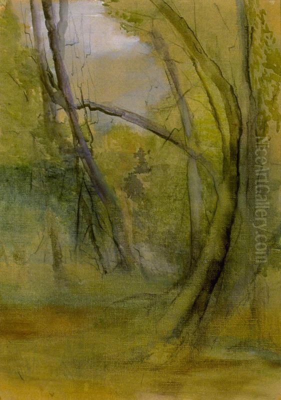 Old Trees, Faeron's Bush, Motueka Oil Painting by Mina Arndt