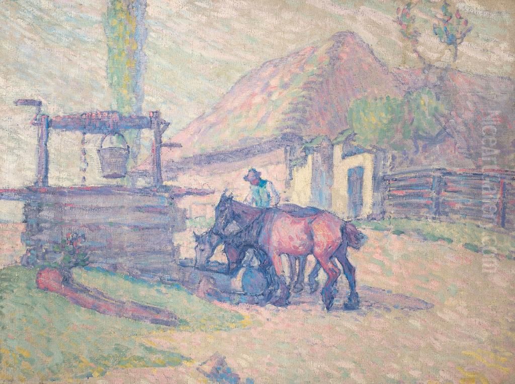 The Well at Mydlow, Poland Oil Painting by Robert Bevan