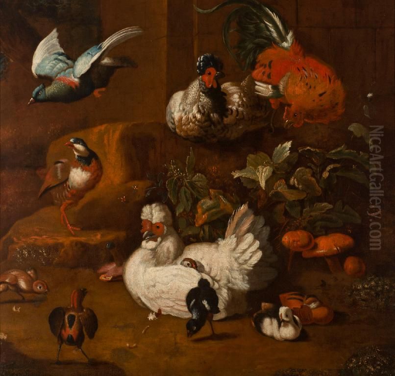A Gathering of Birds Oil Painting by Melchior D'Hondecoeter