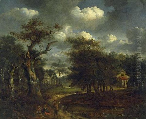 trees and houses Oil Painting by Jacob Van Ruisdael