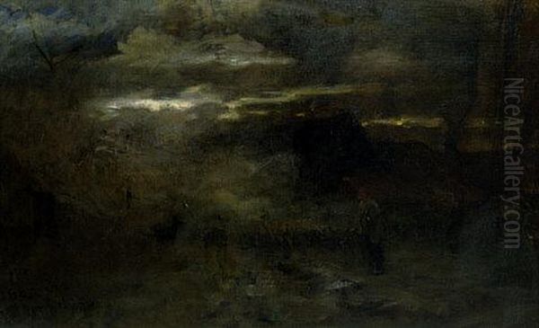 Dutch Landscape with Shepherd Oil Painting by Petrus van der Velden