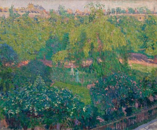 Tennis In Mornington Crescent Gardens Oil Painting by Spencer Gore