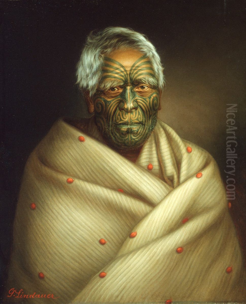 Paratene Te Manu Oil Painting by Gottfried Lindauer
