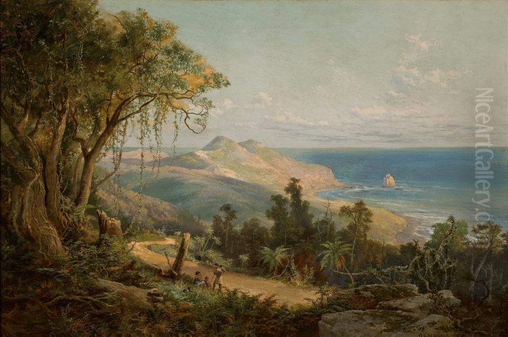 Sandfly Bay, Otago Oil Painting by Nicholas Chevalier