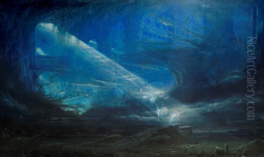 The First Christmas Dawn Oil Painting by Albert Goodwin