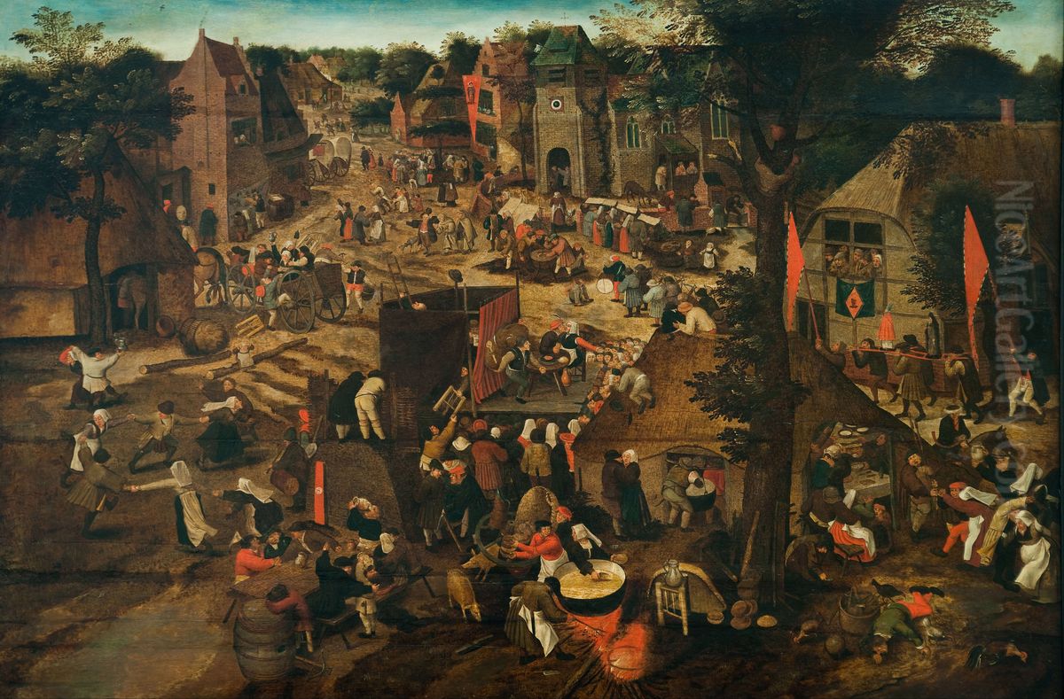 A Village Fair (Village festival in Honour of Saint Hubert and Saint Anthony) Oil Painting by Pieter Brueghel the Younger