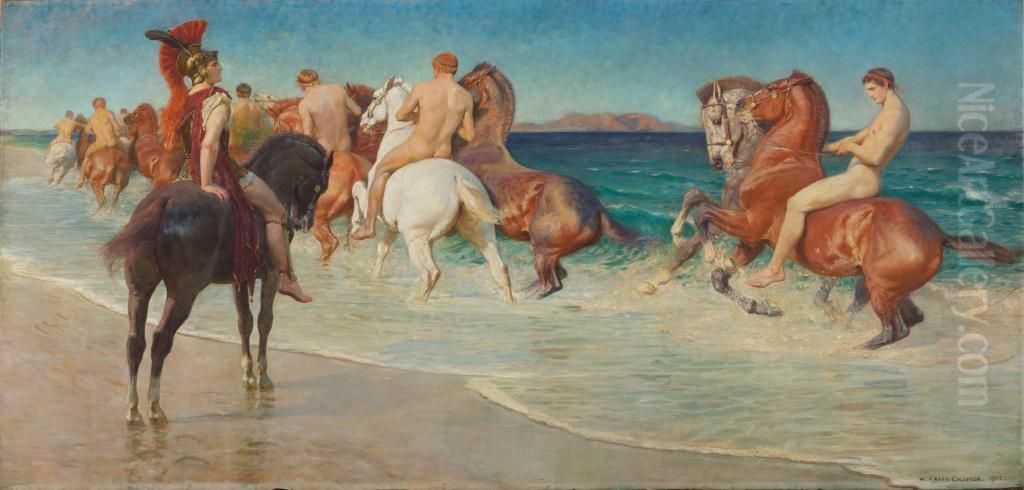On the Sea-Beat Shore, Where Thracians Tame Wild Horses from Alexander Pope, Homer's Iliad Oil Painting by William Frank Calderon