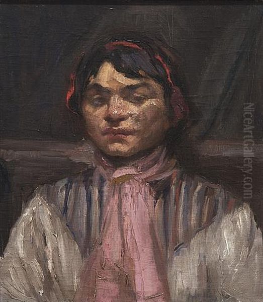 Maori Woman with pink scarf Oil Painting by Mina Arndt