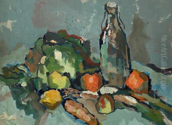 Untitled [Still Life with a Bottle] Oil Painting by Frances Hodgkins