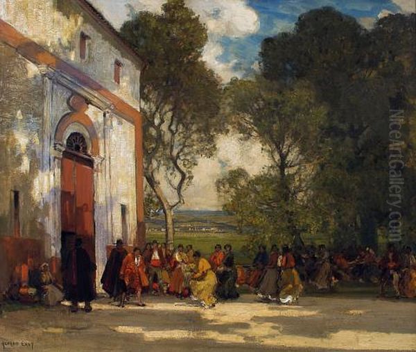 Outside The Bull Ring Oil Painting by Alfred East