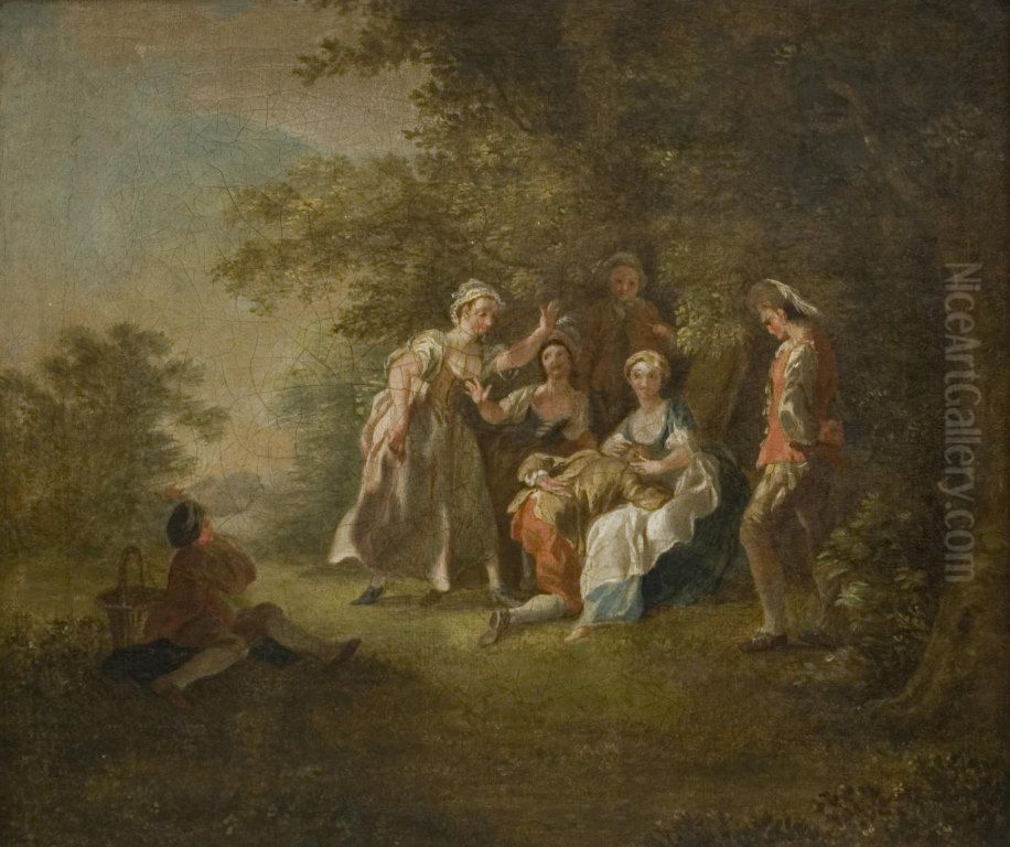 Game Main Chaude Oil Painting by Nicolas Lancret