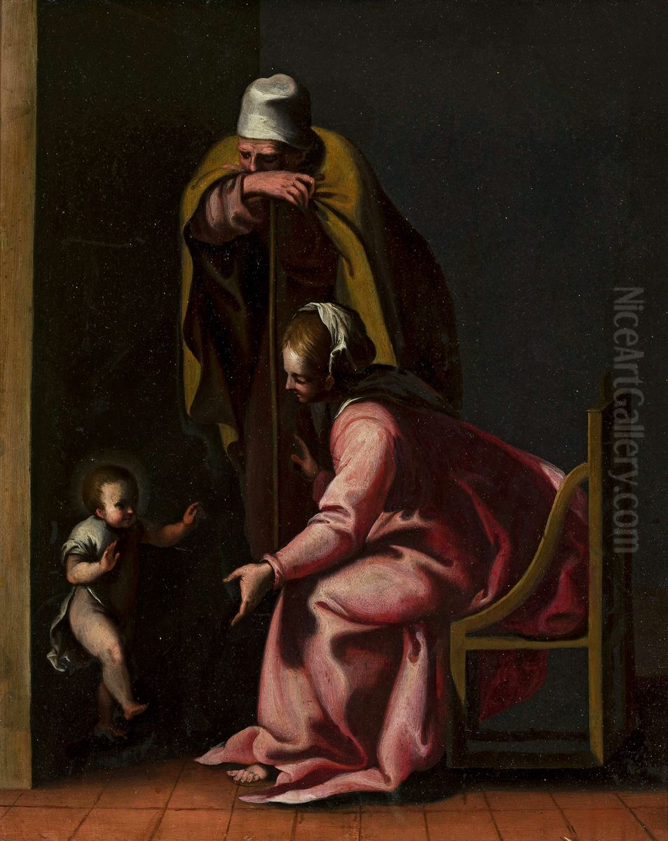 First steps of Jesus Oil Painting by Luca Cambiaso