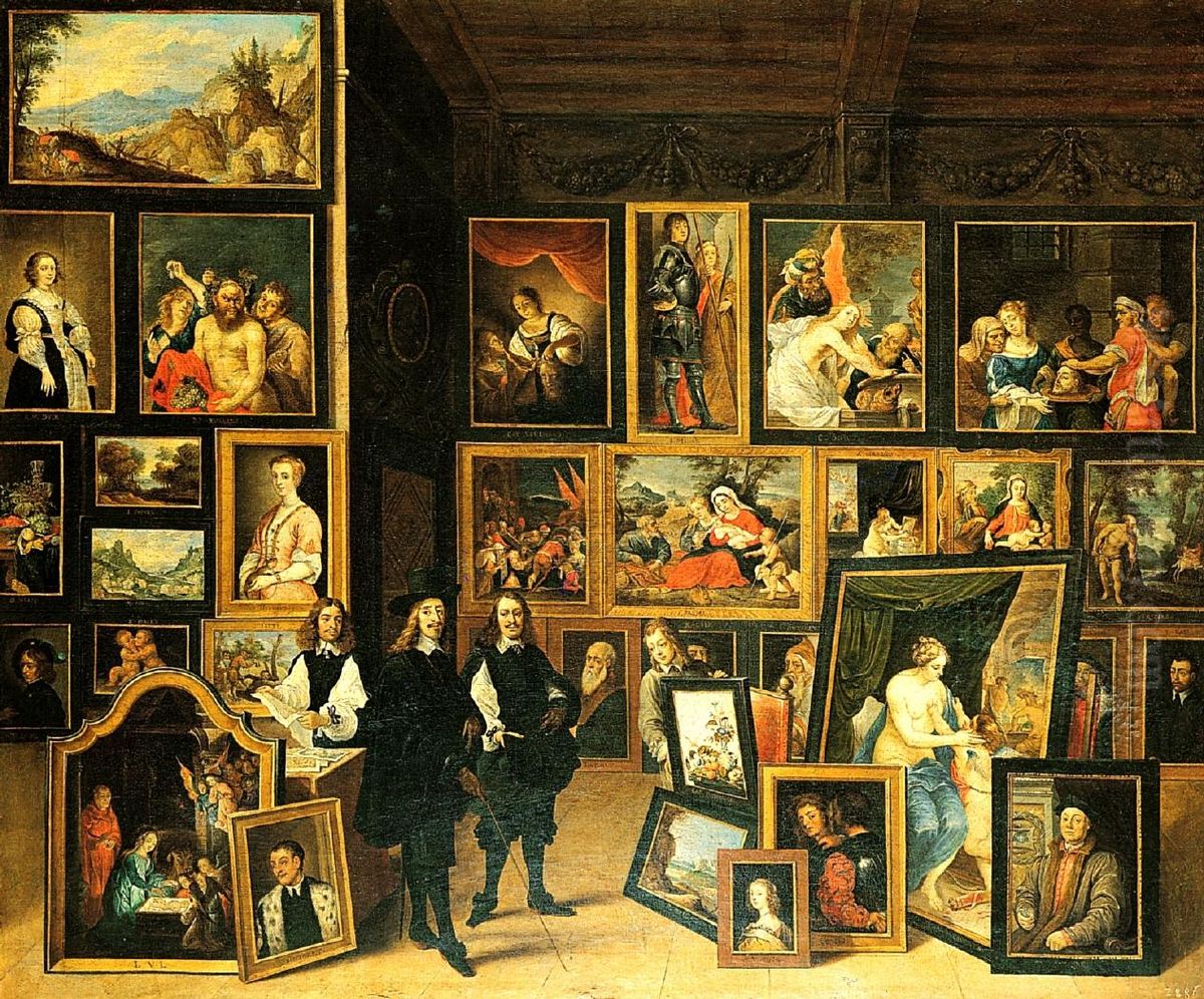Portrait of Leopold Wilhelm, Archduke of Austria (1614-1662) in his Brussels gallery of paintings Oil Painting by David Teniers the Younger