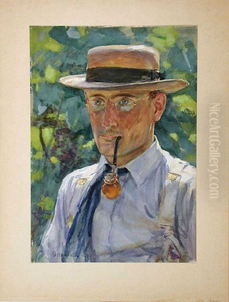 Man with Pipe Oil Painting by Otto Stark