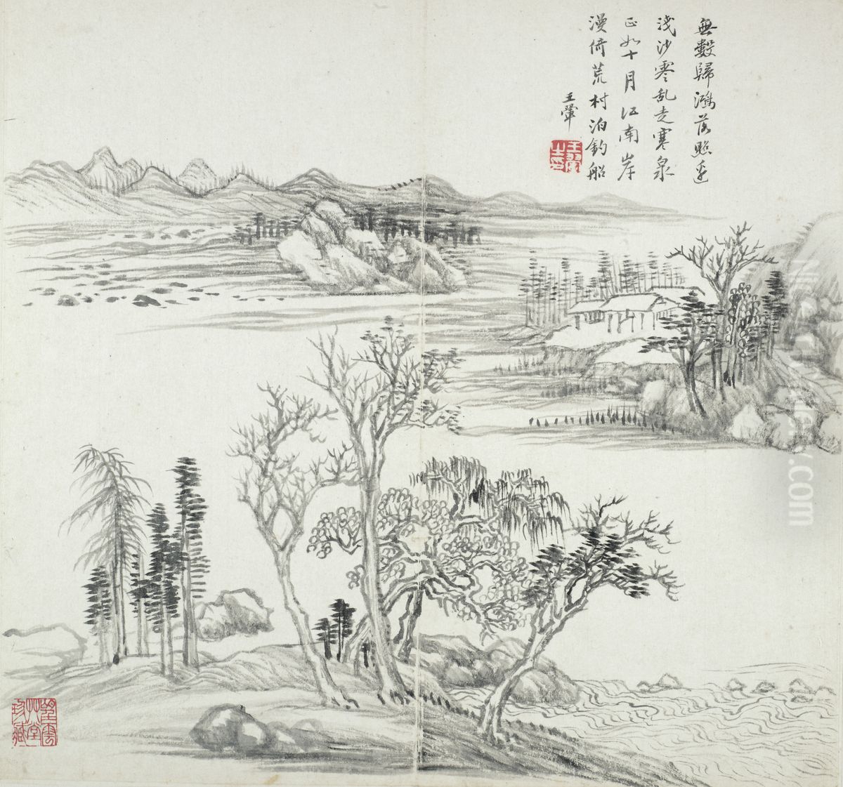 album after old masters and poems Oil Painting by Wang Hui